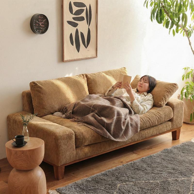 ソファー 3人掛け folk／BR ブラウン ヴィンテージ ファブリック