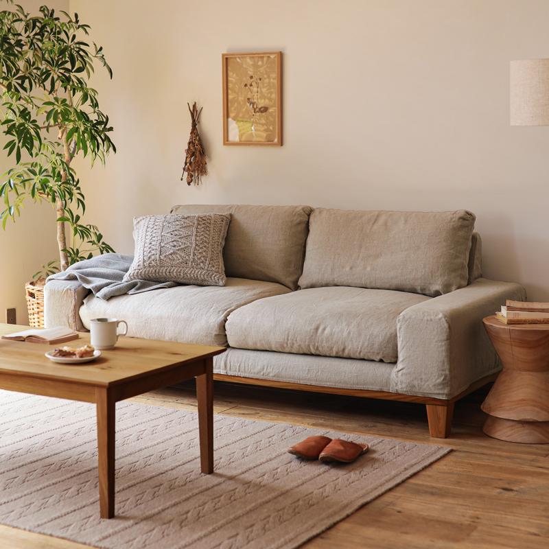 ソファー 3人掛け folk／BR ブラウン ヴィンテージ ファブリック