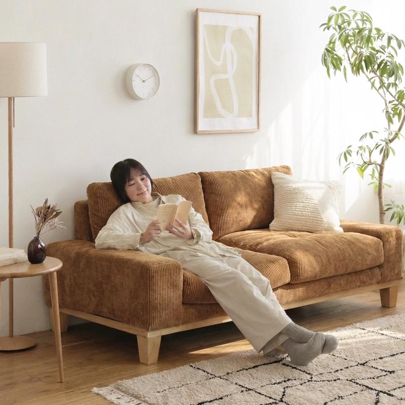 ソファー 3人掛け folk／NA ナチュラル ヴィンテージ ファブリック