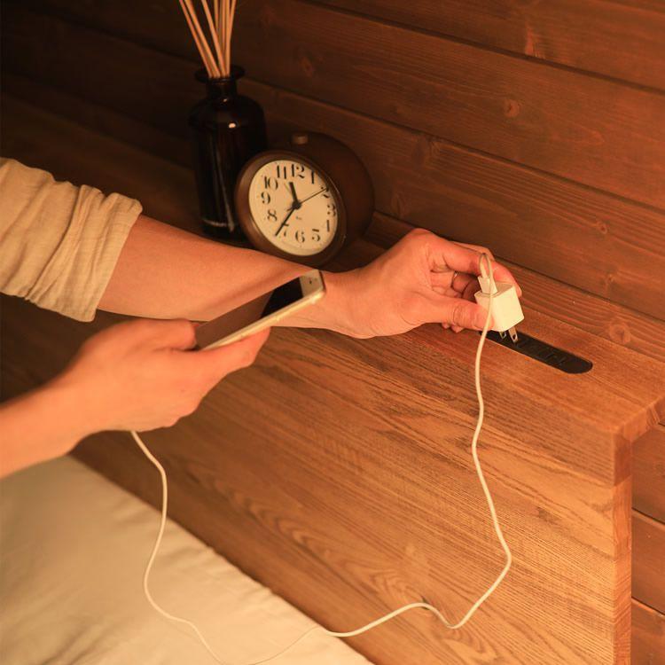木製ベッド folk／BR シングル プレミアム ポケットコイル マットレス付き ブラウン ホテルライク