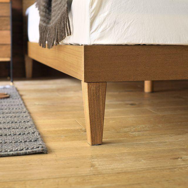 木製ベッド folk／BR シングル プレミアム ポケットコイル マットレス付き ブラウン ホテルライク
