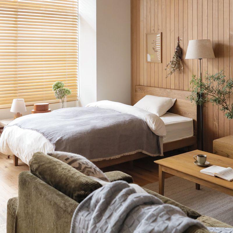 美品】Re:CENO クイーンサイズ ベッドフレーム ブラウン