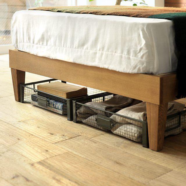 【美品】Re:CENO クイーンサイズ ベッドフレーム ブラウン ベッド folk／BR クイーンサイズ フレームのみ 寝具 木製 ヴィンテージ