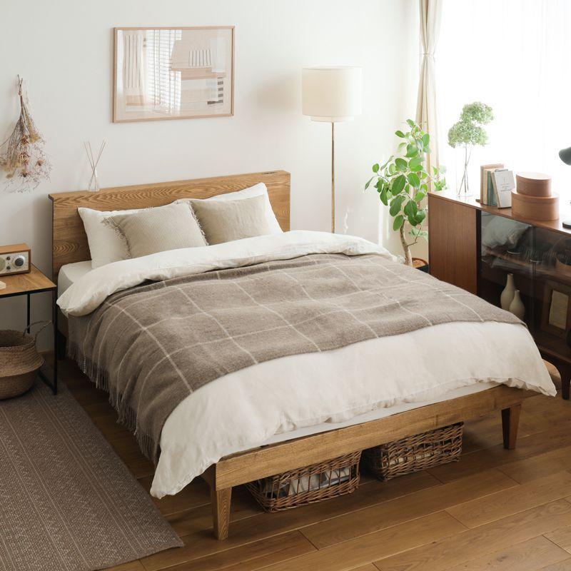 木製ベッド folk／BR ダブル ナノテックプレミアム ポケットコイル マットレス付き ブラウン ホテルライク_3