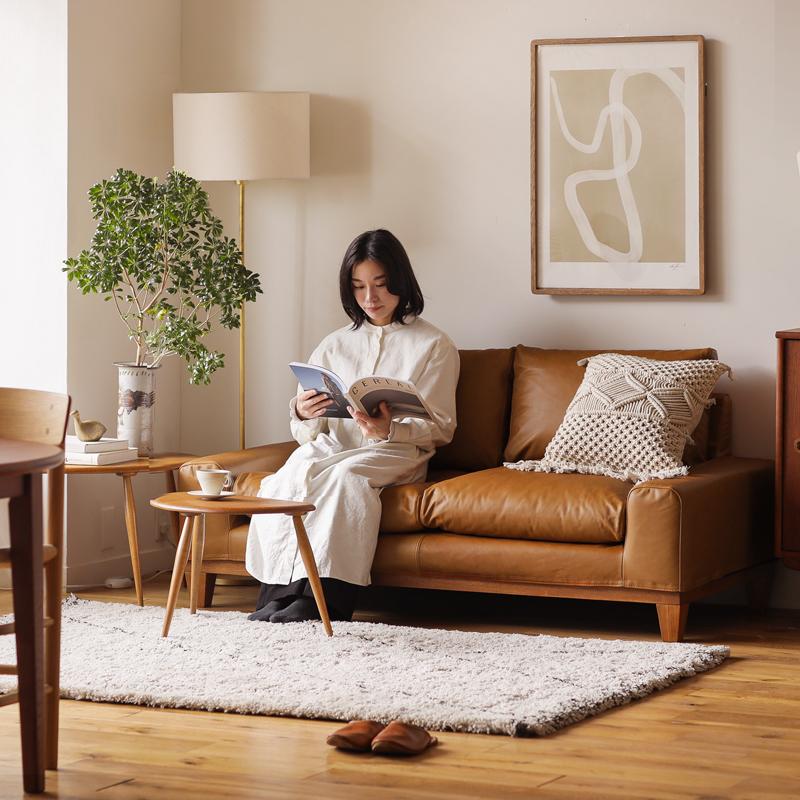 2人掛けソファー folk Jr. フォーク ブラウンフレーム 小さめ