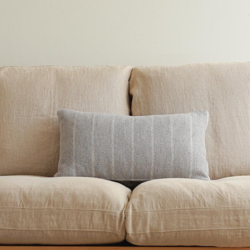 クッションカバー Gray Stripe 45×45 ウール生地 グレーストライプ