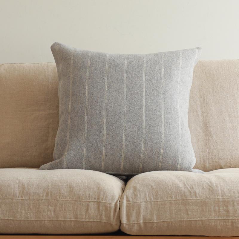 クッションカバー Gray Stripe 45×45 ウール生地 グレーストライプ