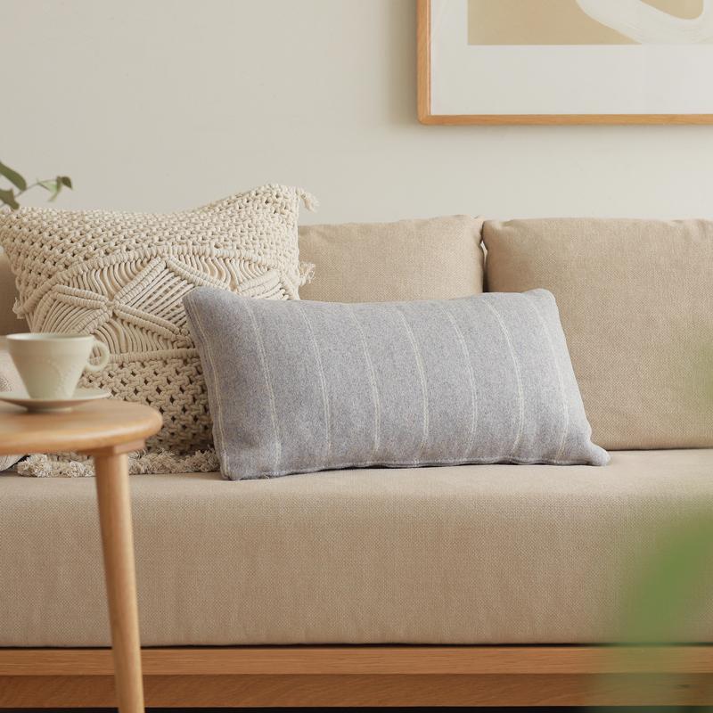 クッションカバー Gray Stripe 30×55 ウール生地 グレーストライプ
