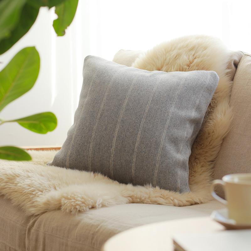 クッションカバー Gray Stripe 30×55 ウール生地 グレーストライプ