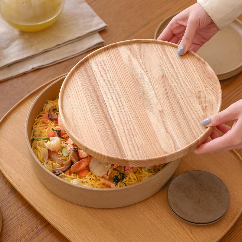 HASAMI PORCELAIN ウッドトレイ 直径22cm お盆 トレー 天然木