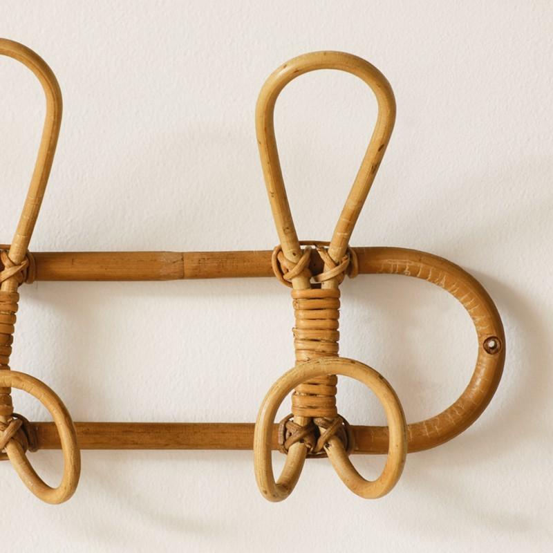 ハンドメイドラタンフック フック ラタン 籐 天然素材 ウォールハンガー 3連 約 W 40cm D