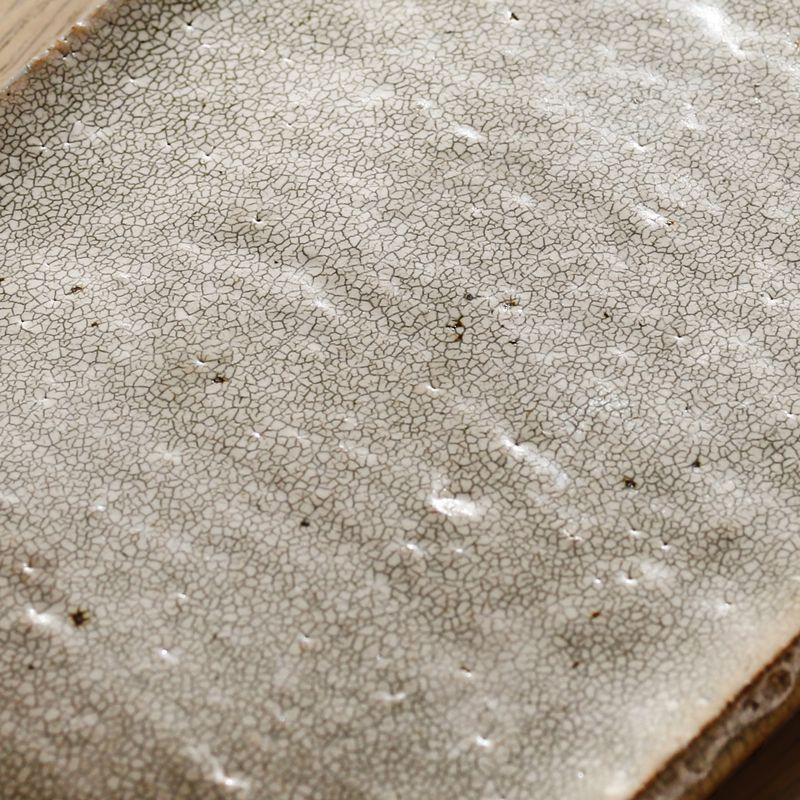 長角皿 錆かいらぎ 大 Mサイズ 27.4cm 陶器 兵山窯 グレー プレート