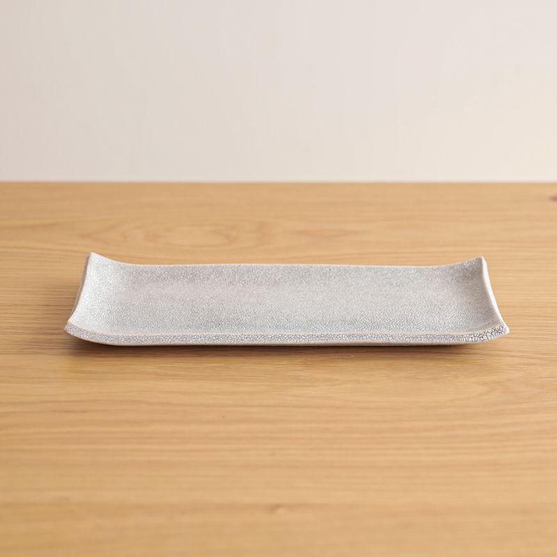 長角皿 錆かいらぎ 小 Sサイズ 19cm 陶器 兵山窯 グレー プレート 日本