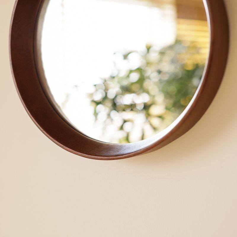 クラシック円形木製壁掛け鏡 鏡 ミラー 壁掛けミラー 立て掛け 木製 円形 丸型 丸鏡 約 W