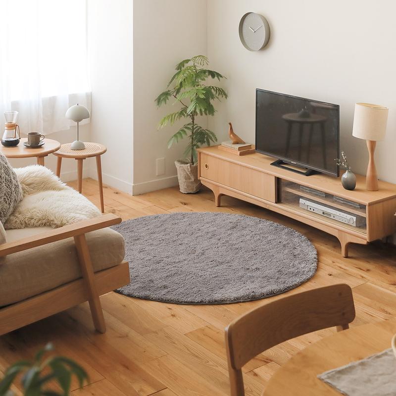 ラグマット LUCE 直径 190 シャギーラグ 円形 ホットカーペット対応