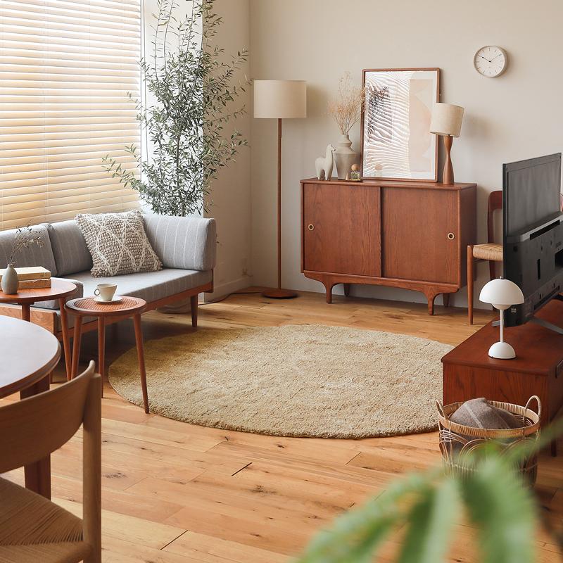 ラグマット LUCE 直径 190 シャギーラグ 円形 ホットカーペット対応