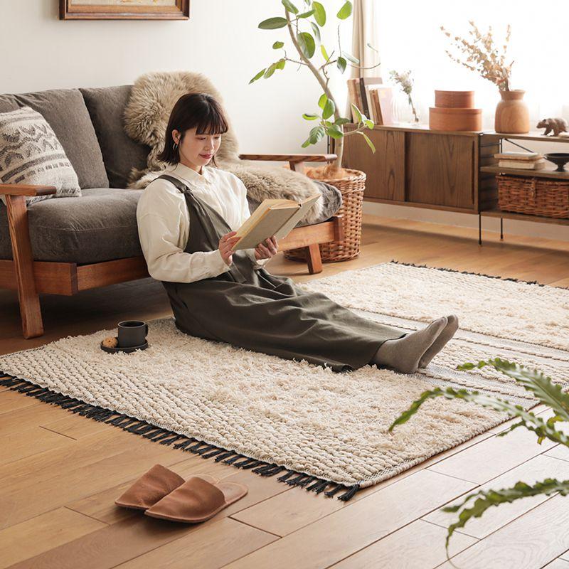 ラグマット POP CORN STRIPE RUG 140×200 綿 コットン 100 ラグマット POP CORN STRIPE RUG 140×200 綿 コットン 100