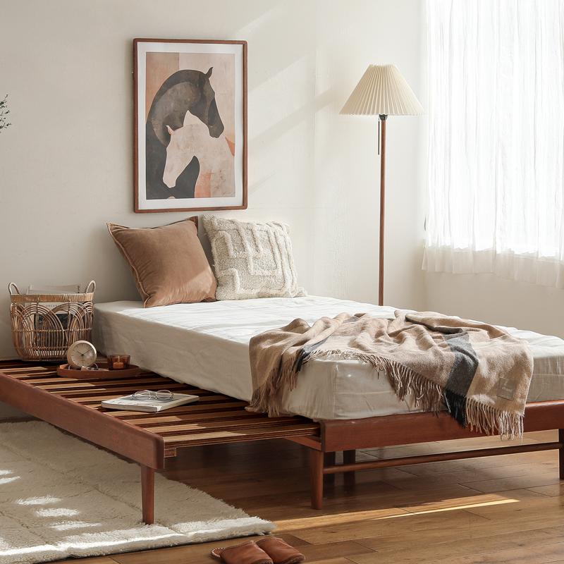 超人気！【幅140cm】木目調 ベッド SD ローベッド Brown 伸長式 サイズ可変 ベッド peria ぺリア ローベッド 北欧 シングル