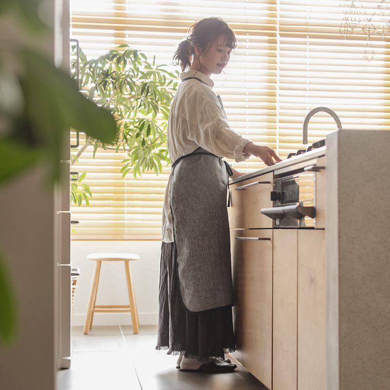 エプロン fog linen work リネンパイピングエプロン 85×97cm リネン 麻