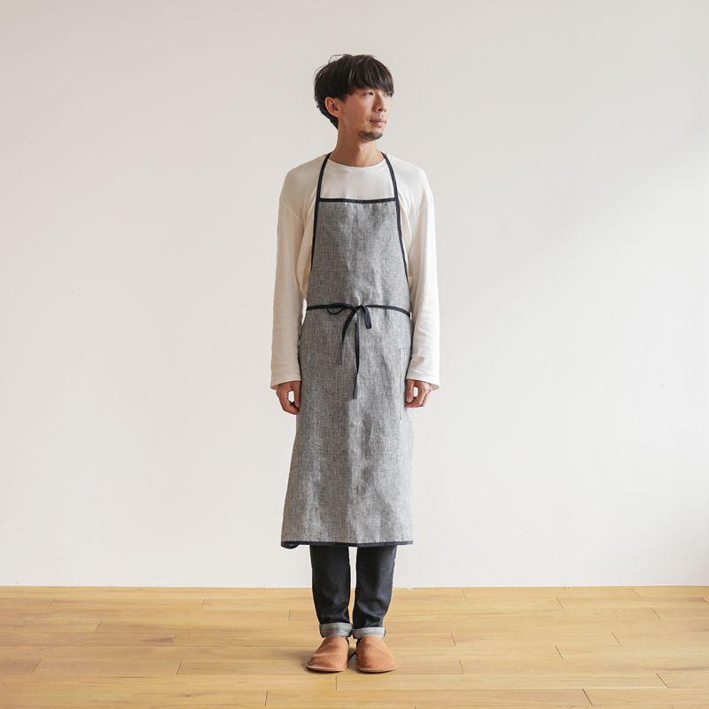 エプロン fog linen work リネンパイピングエプロン 85×97cm エプロン fog linen work リネンパイピングエプロン 85×97cm