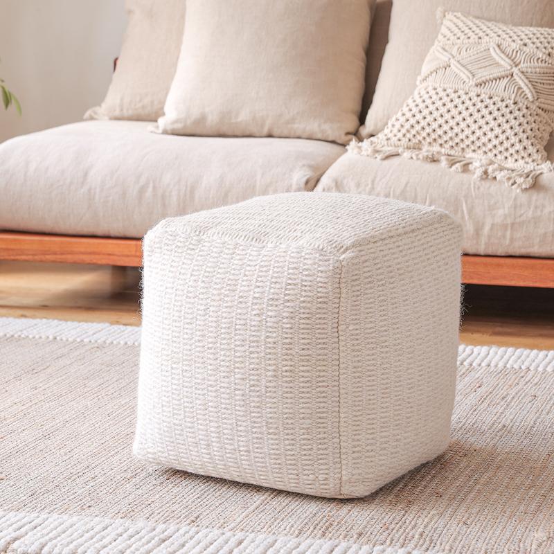 POUF form プフ フォーム ラウンド 50×35 アイボリー スクエア 40×40
