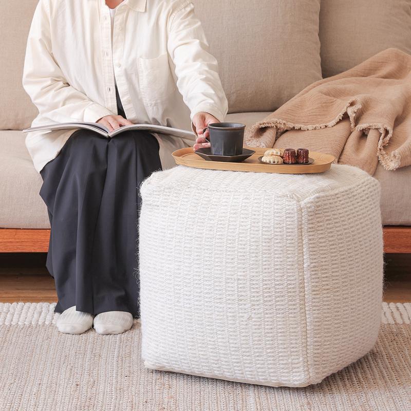 POUF form プフ フォーム ラウンド 50×35 アイボリー スクエア 40×40