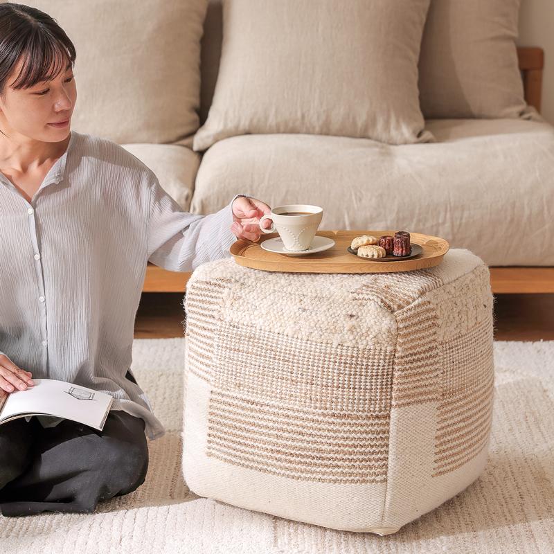 POUF mele プフ メレ 四角形 ジュート ウール 天然素材 オットマン