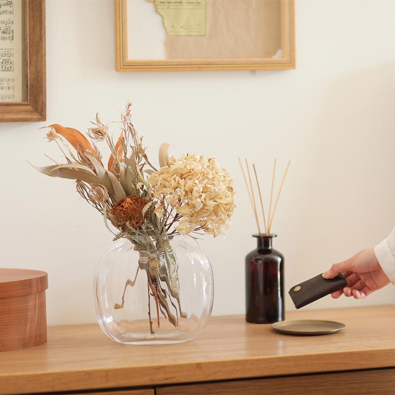 フラワーベース PRIMULA オーバル H17.5cm 花瓶 ガラス スモーク