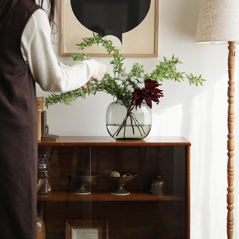 フラワーベース PRIMULA オーバル H17.5cm 花瓶 ガラス スモーク