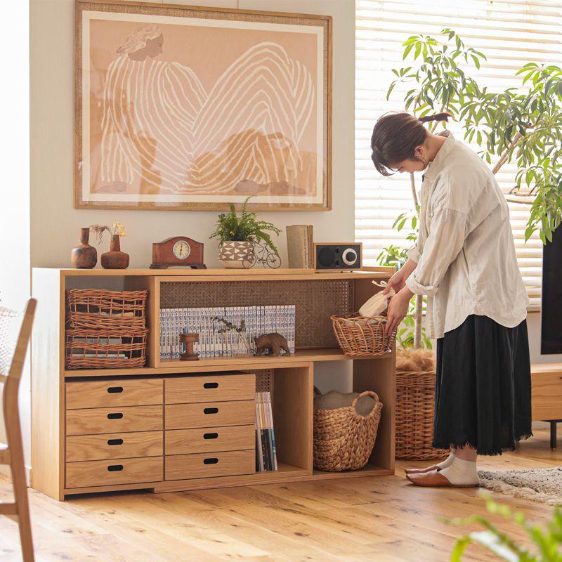 ナチュラル モダン オーク サイドラック ブックシェルフ 楢 無垢材