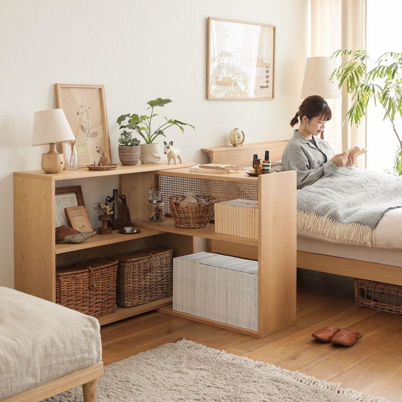 スライドシェルフ RattanMix／NA 伸長式 ラック シェルフ 木製 オーク