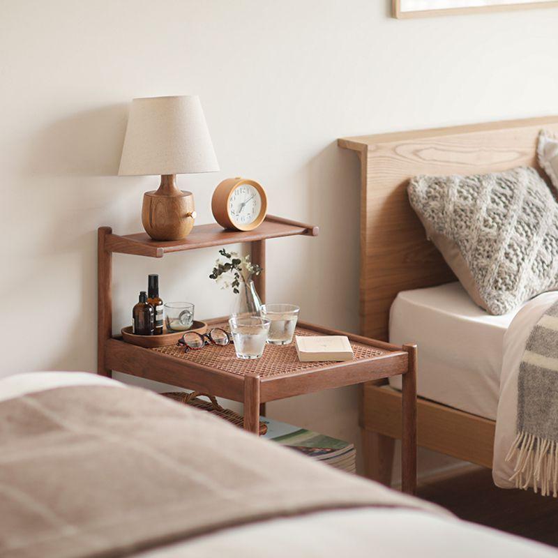 ナイトテーブル RattanMix／RD ベッドサイド ラック シェルフ 木製