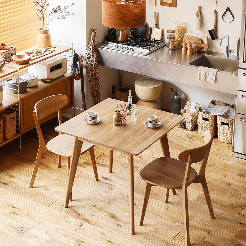 ダイニング テーブル チェアー 3点セット RIVER 80 正方形 オーク 無垢