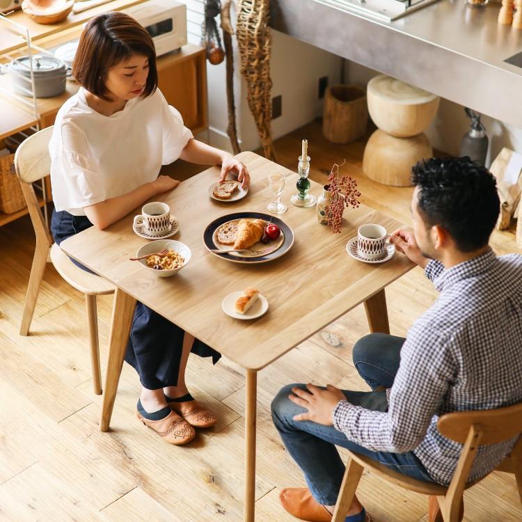 ダイニングテーブル RIVER 正方形 幅80 木製 オーク 無垢 ナチュラル