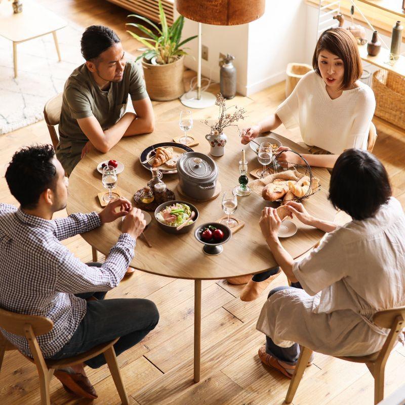 ダイニングテーブル RIVER 円形 直径120 木製 オーク 無垢 ナチュラル