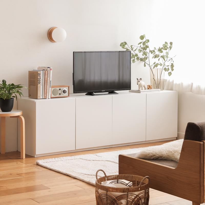 パーツ販売 R.U.S 大容量収納 キャビネット 幅88cm 高さ54cm メラミン化粧板 収納棚 キッチン リビング 北欧 モダン ホワイト グレー_1