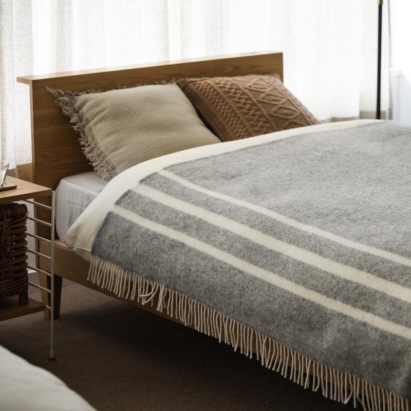 ウール ブランケット Silkeborg ダナーヤ ボーダー 130×200 グレー