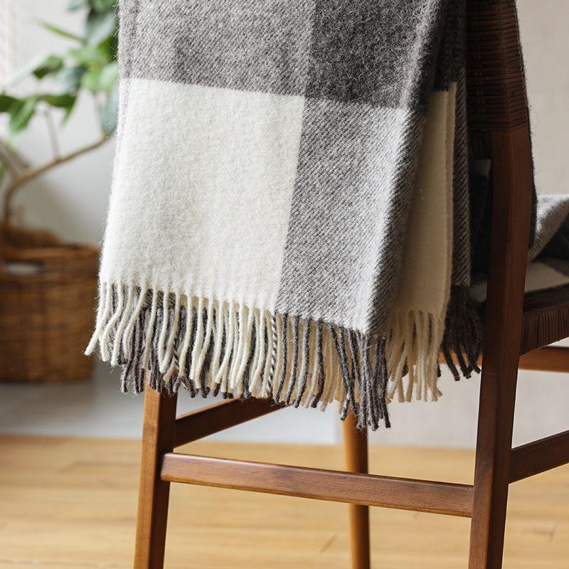 新品silkeborg シルケボーウールブランケット　ブラウン ウール ブランケット Silkeborg ダナーヤ チェック 130×200