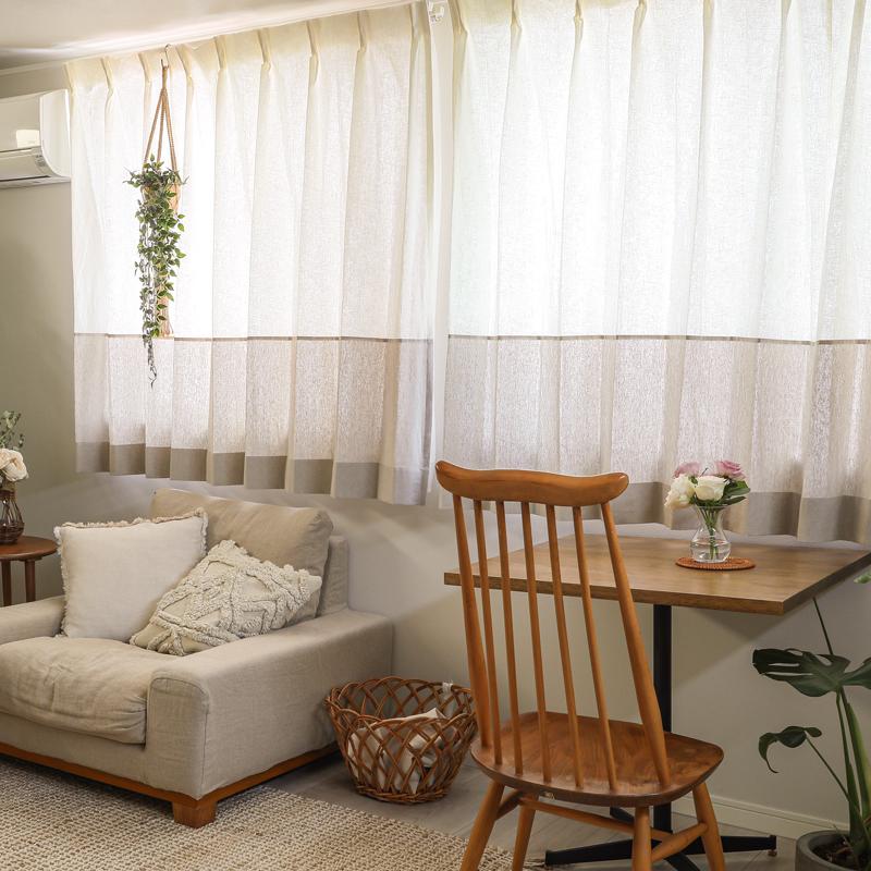 ドレープ リネン＆コットンカーテン Spring-Style ホワイトグレー 幅201〜300cm オーダー 日本製 リネン 麻 コットン 無地 アバンティ LS0009 WH-GRY |  | 01