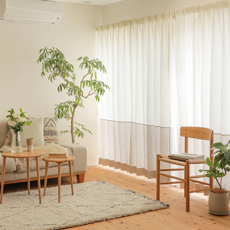 ドレープ リネン＆コットンカーテン Spring-Style ホワイトグレー 幅201〜300cm オーダー 日本製 リネン 麻 コットン 無地 アバンティ LS0009 WH-GRY |  | 02