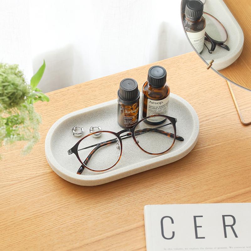 ideaco ストーン調 トレー 円形 Sサイズ 幅9cm 置物 オブジェ プレート