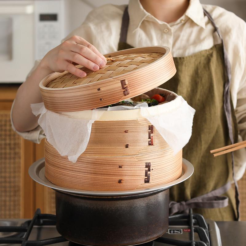 杉 中華せいろ 24cm 2段 セット 蓋付き 蒸籠 天然木 竹 蒸し器 中華