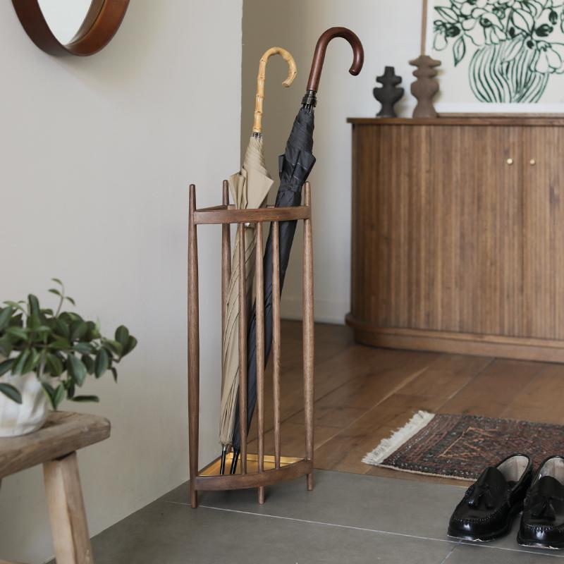 傘立て TRIA H58cm アンブレラスタンド 玄関 収納 木製 天然木 真鍮