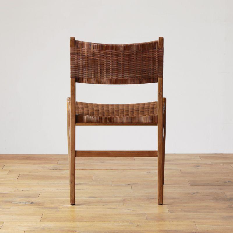 木製ブラウン椅子 チーク材 ダイニング チェア WICKER／BR ブラウン 椅子 チーク ラタン