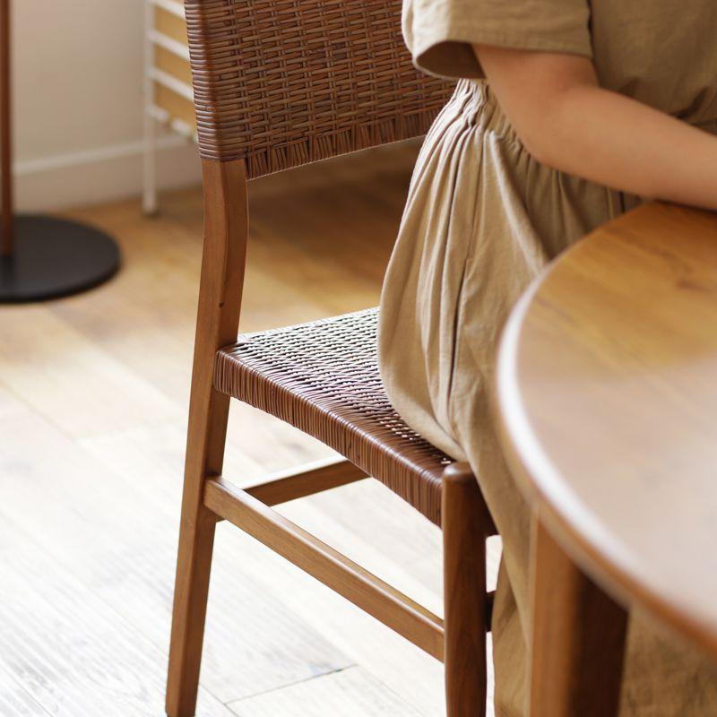 ダイニング チェア WICKER／BR ブラウン 椅子 チーク ラタン
