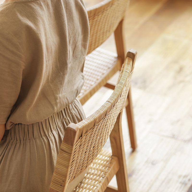 ダイニング チェア WICKER／NA 椅子 チーク ラタン ナチュラル あす