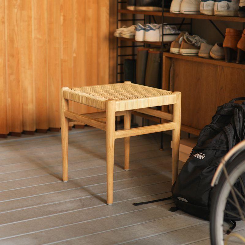 ダイニング スツール WICKER／NA 椅子 チーク ラタン ナチュラル あす