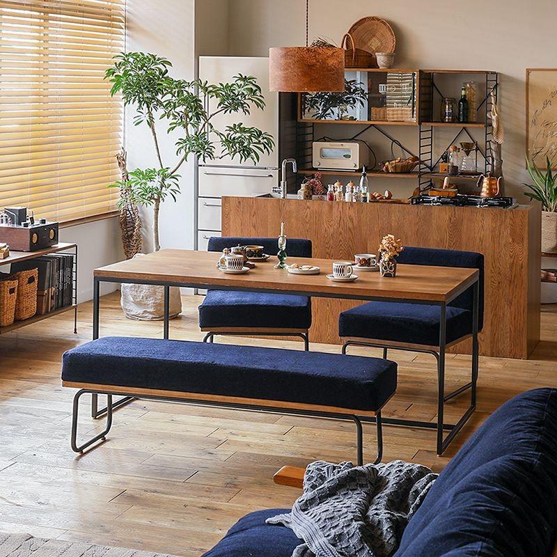 ダイニングベンチ WIRY ヴィンテージ 西海岸 コーデュロイ アイアン