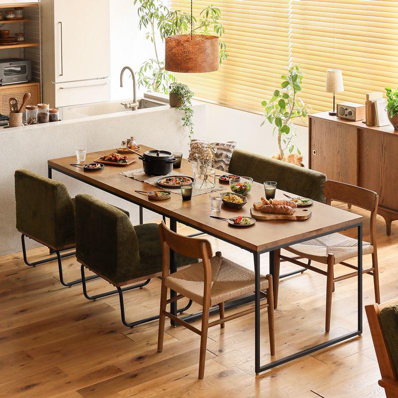 ダイニングテーブル WIRY／BR 幅80 2人用 オーク 無垢 アイアン