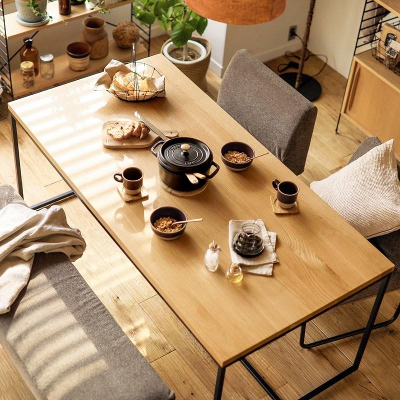 ダイニング テーブル WIRY／NA 無垢 アイアン ナチュラル 北欧 160